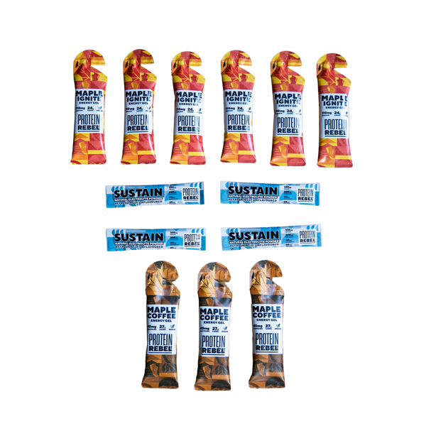 Half marathon race pack of maple gels and electrolytes