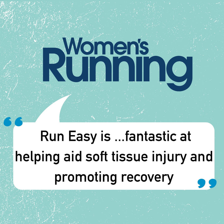 Image with a quote from Women's Running magazine saying how fantastic Run Easy is in helping soft tissue injuries